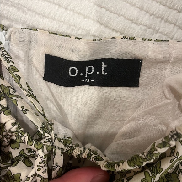 o.p.t Cotton Green Floral Peasant Dress - Picture 2 of 4